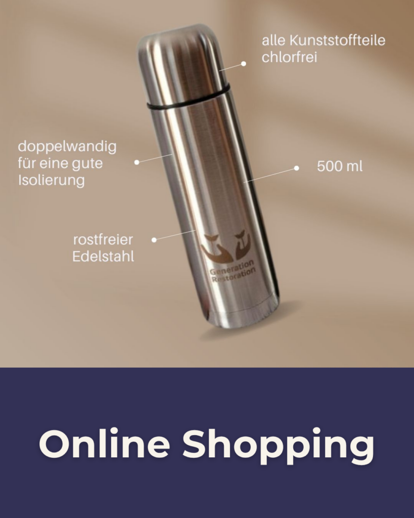 Unterstütze uns durch kostenlose Spenden beim Shoppen oder durch den Kauf unserer Thermosflasche!