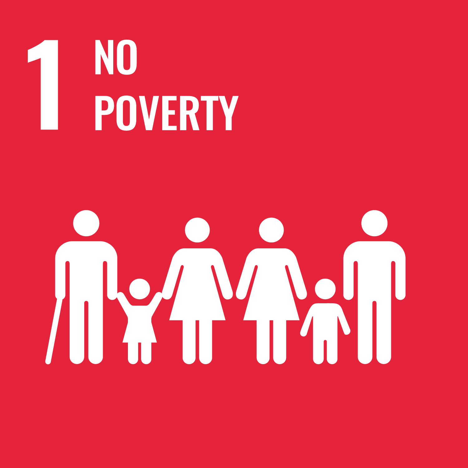 Logo SDG 1 No poverty: people on red background; Sustainable Development Goals (SDGs)