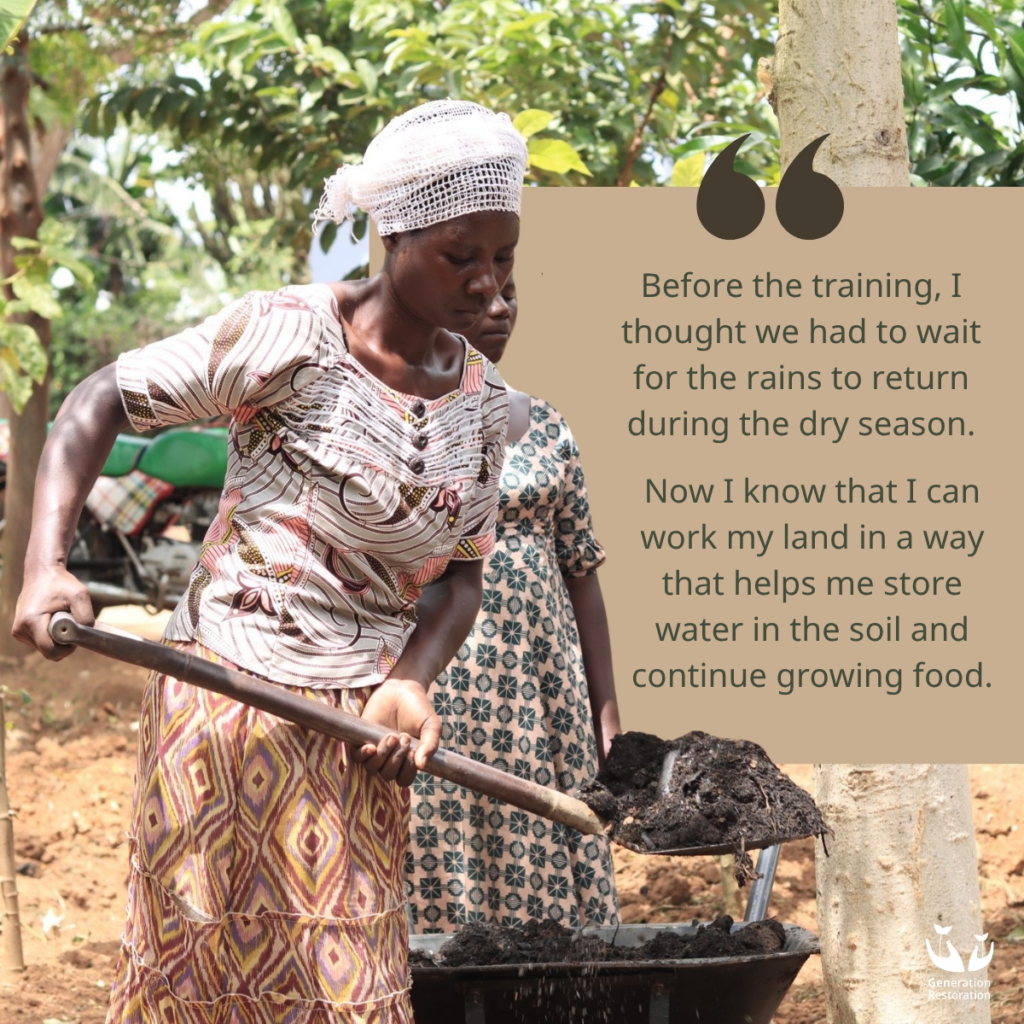 A refugee learned how to store water in the soil for better yields.